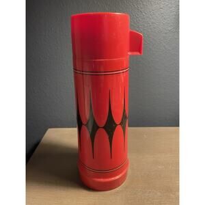 Vintage Aladdin Vanguard Thermos Bottle – Red & Black Atomic Mid Century Design